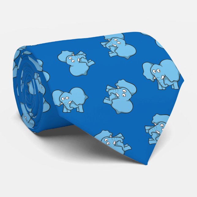 Cravate Motif Blue Elephant (Roulé)