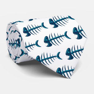 Cravate Motif Blue Fish Bones
