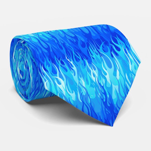 Cravate Motif Blue Flames - Hot Rod (Roulé)