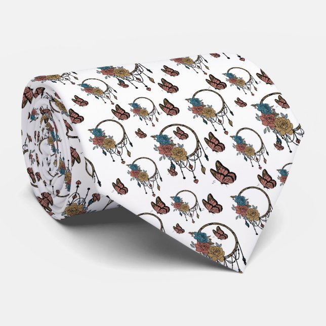Cravate Motif bohème aquarelle  (Roulé)