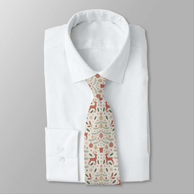 Cravate Motif Boho de Noël (Attaché)
