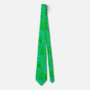Cravate Motif botanique abstrait vert trèfle moderne