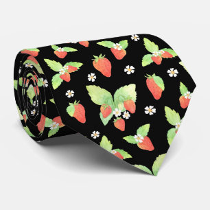 Cravate Motif botanique aquarelle de fraise mignon