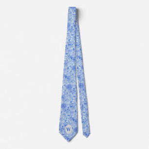 Cravate Motif botanique bleu poussiéreux