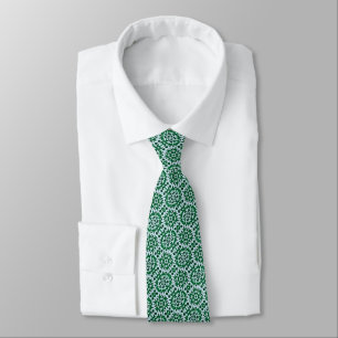 Cravate Motif botanique d'art folklorique moderne en vert.