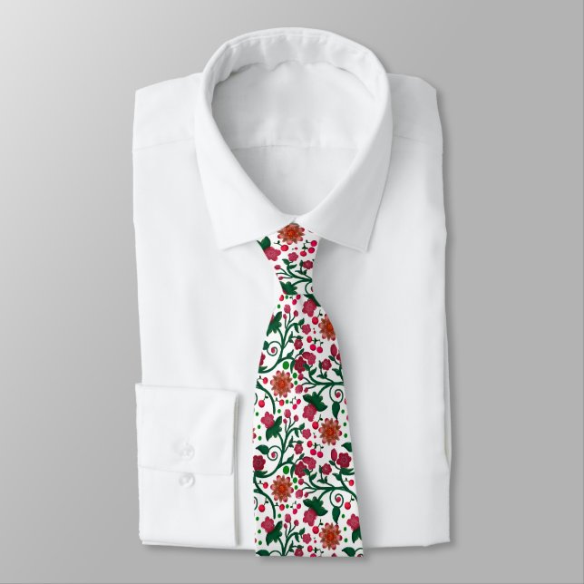 Cravate Motif botanique de fleurs de cerisier | Floral rou (Attaché)