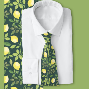 Cravate Motif botanique élégant au citron pour la mode