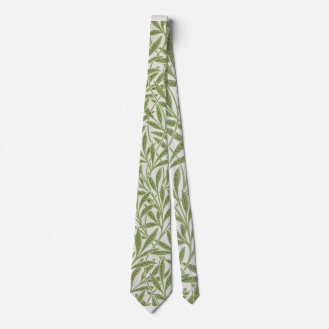 Cravate Motif botanique floral vert de William Morris (Devant)