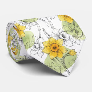 Cravate Motif botanique moderne de jonquille