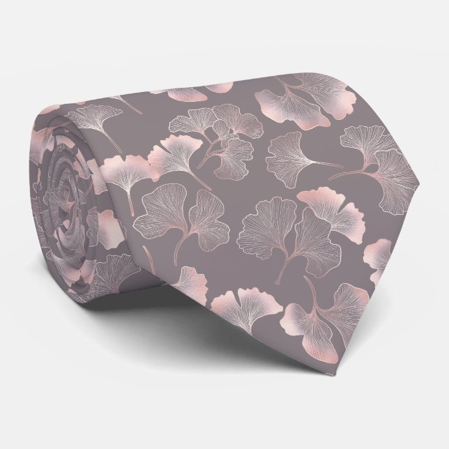 Cravate Motif botanique rose minimaliste (Roulé)
