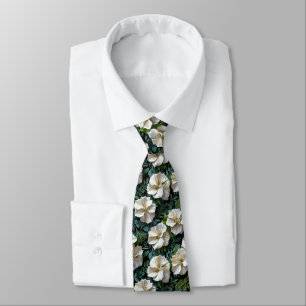 Cravate Motif botanique sans couture de Gardenia et feuill