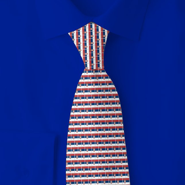 Cravate Motif Brique Drapeau de la Serbie (Créateur téléchargé)