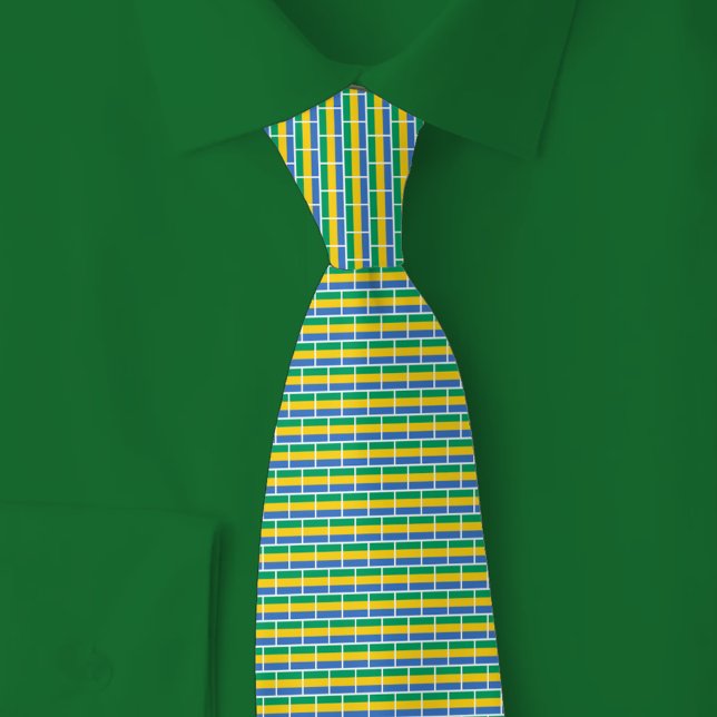 Cravate Motif Brique Drapeau Gabonais (Créateur téléchargé)