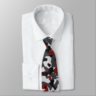 Cravate Motif Camouflage en Bourgogne, Ardoise et Noire
