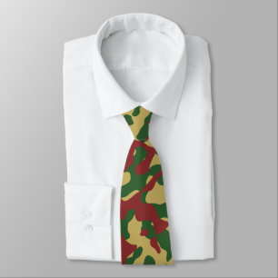 Cravate Motif camouflage rouge, vert et beige