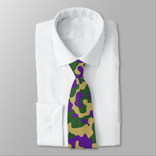 Cravate Motif Camouflage violet, vert et jaune