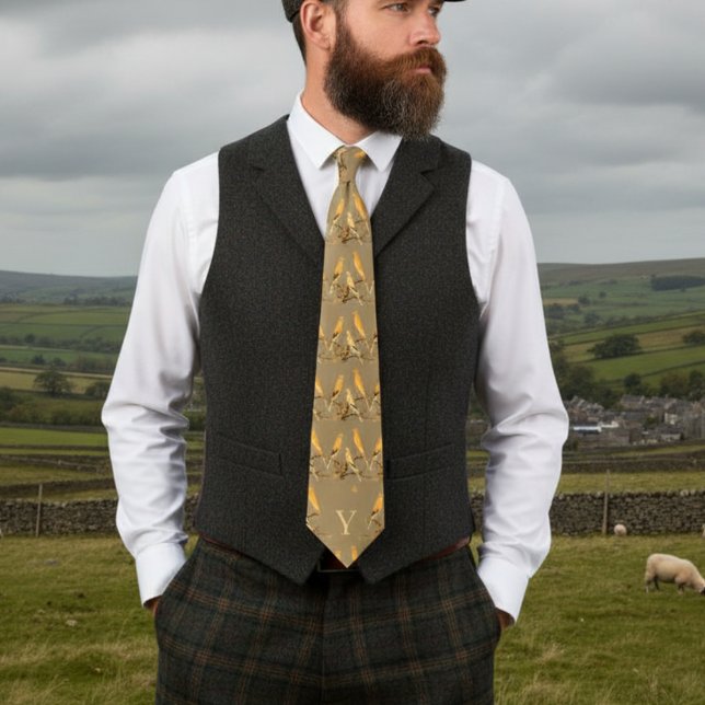Cravate Motif canari du Yorkshire - votre monogramme (Créateur téléchargé)