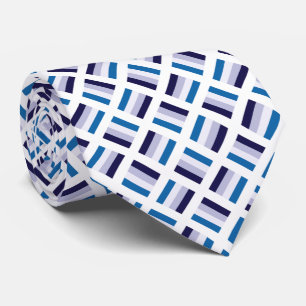 Cravate Motif Carré très unique - Blue Navy Bleu Blanc