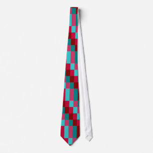 Cravate Motif Carré vert et rouge