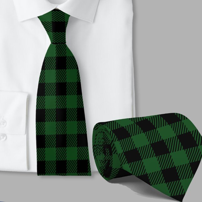 Cravate Motif carreau buffle vert thème d'hiver (Créateur téléchargé)