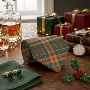 Cravate Motif carreauté tartan vert forêt classique