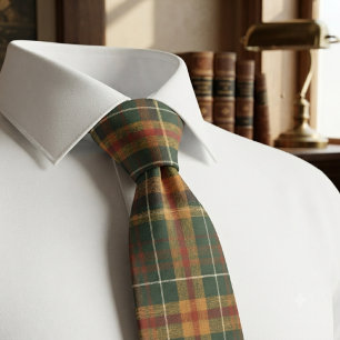 Cravate Motif carreauté tartan vert forêt classique