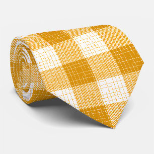 Cravate Motif carreaux à carreaux gras jaune et blanc
