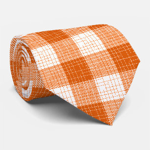 Cravate Motif carreaux à carreaux gras orange et blanc