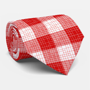Cravate Motif carreaux à carreaux rouges et blancs gras 