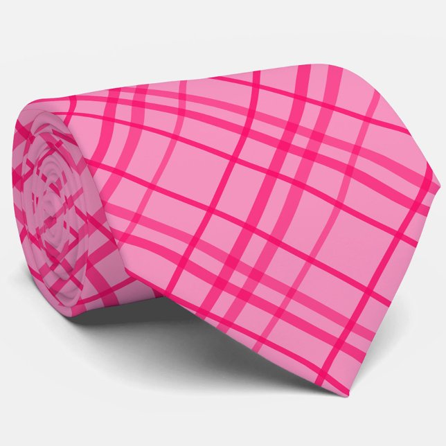 Cravate Motif carreaux à lignes quadrillées rose sur rose  (Créateur téléchargé)