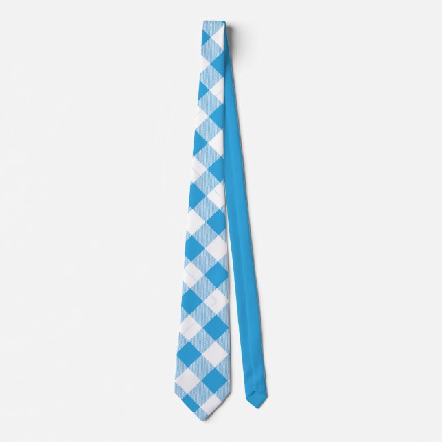 Cravate Motif Carreaux Bleu Classique Élégant (Devant)