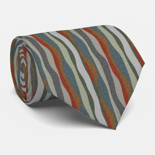 Cravate Motif carreaux chevron rayé coloré texturé (Roulé)