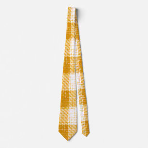 Cravate Motif carreaux jaune et blanc gras à carreaux