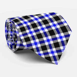 Cravate Motif carreaux moderne bleu noir et blanc