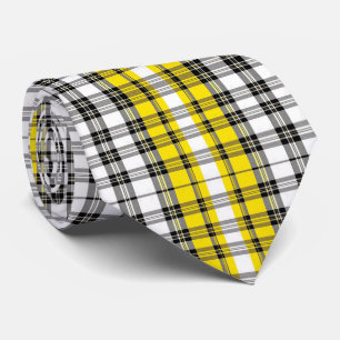 Cravate Motif carreaux tartan noir, blanc et jaune