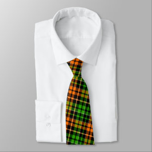 Cravate Motif carreaux tartan vert orange noir