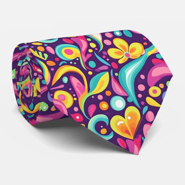 Cravate Motif carrelé amusant des années 90  (Roulé)