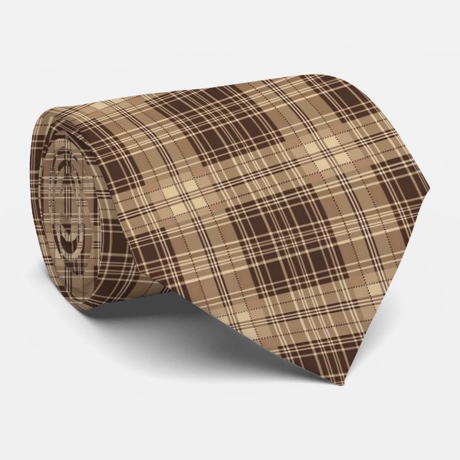 Cravate motif carrelé brun cool (Roulé)