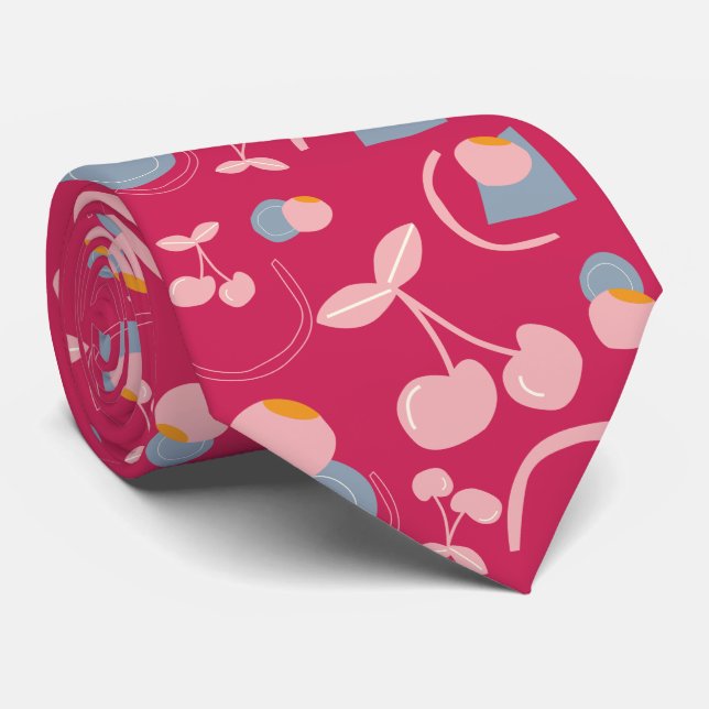 Cravate Motif cerise (Roulé)