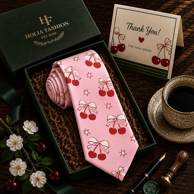 Cravate Motif Cerise Douce Rouge Kawaii (Créateur téléchargé)