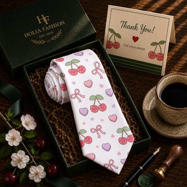 Cravate Motif Cerise Douce Rouge Kawaii (Créateur téléchargé)