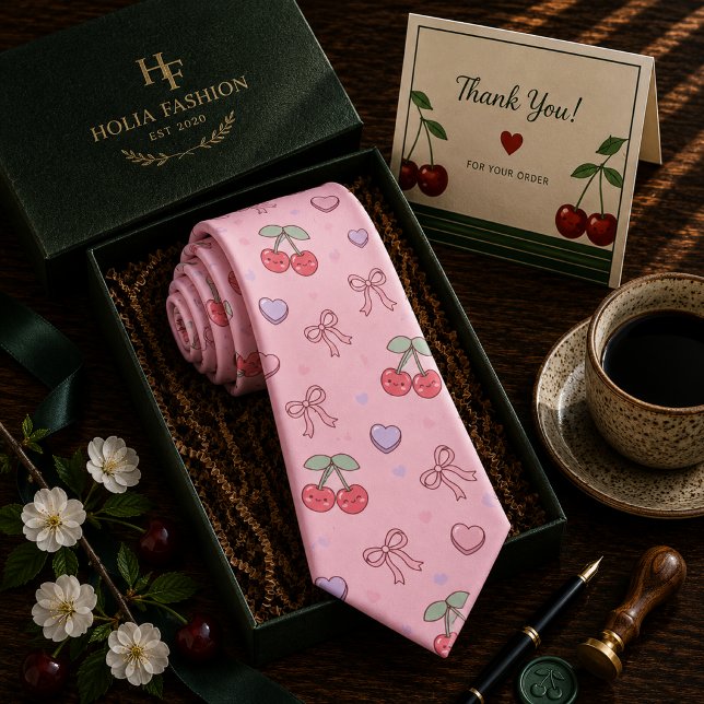 Cravate Motif Cerise Douce Rouge Kawaii (Créateur téléchargé)