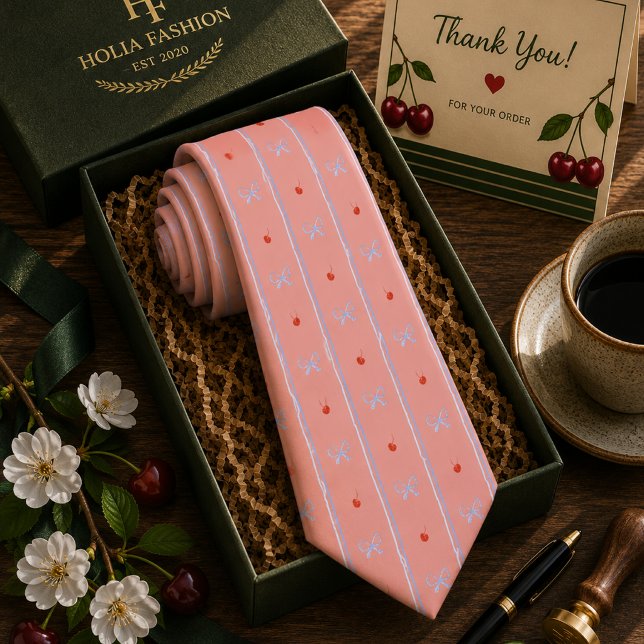 Cravate Motif Cerise Douce Rouge Kawaii (Créateur téléchargé)