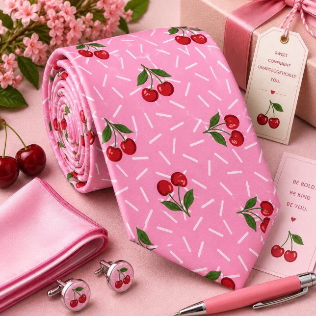 Cravate Motif Cerise Rouge Sucrée (Créateur téléchargé)