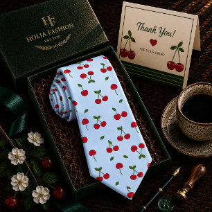 Cravate Motif Cerise Rouge Sucrée