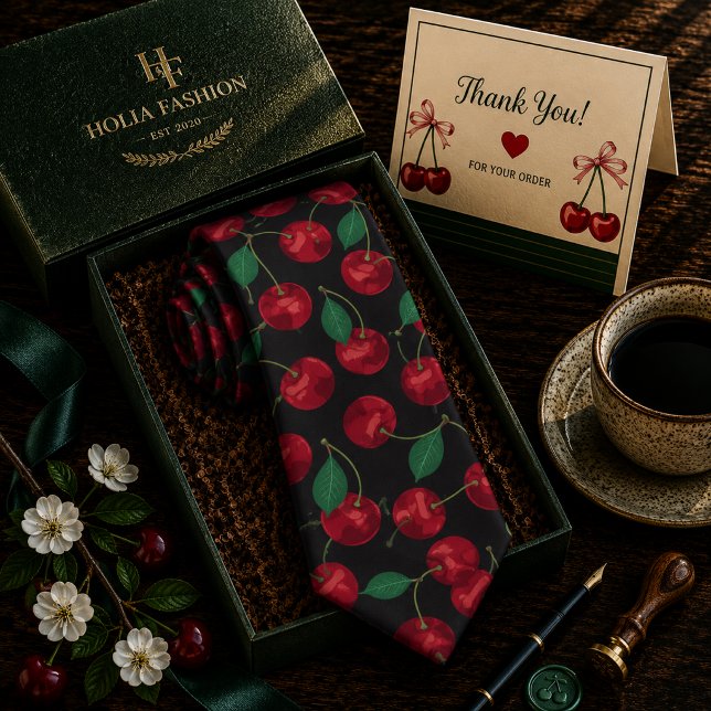 Cravate Motif Cerise Rouge Sucrée (Créateur téléchargé)