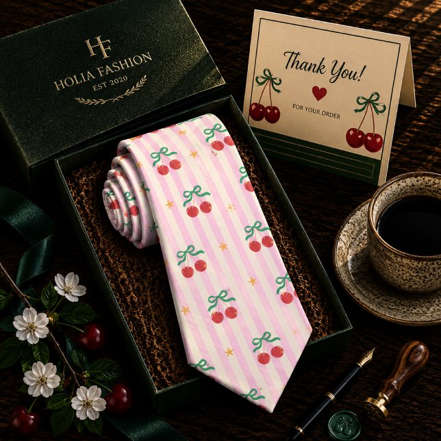 Cravate Motif Cerise Rouge Sucrée (Créateur téléchargé)
