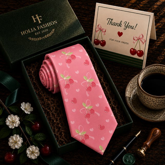 Cravate Motif Cerise Rouge Sucrée (Créateur téléchargé)