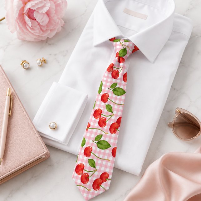 Cravate Motif Cerise Rouge Sucrée (Créateur téléchargé)