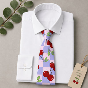 Cravate Motif Cerise Rouge Sucrée